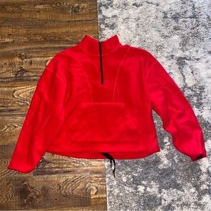 NWOT Victoria’s Secret PINK Cropped Fleece Quarter Zip Sweater, Red